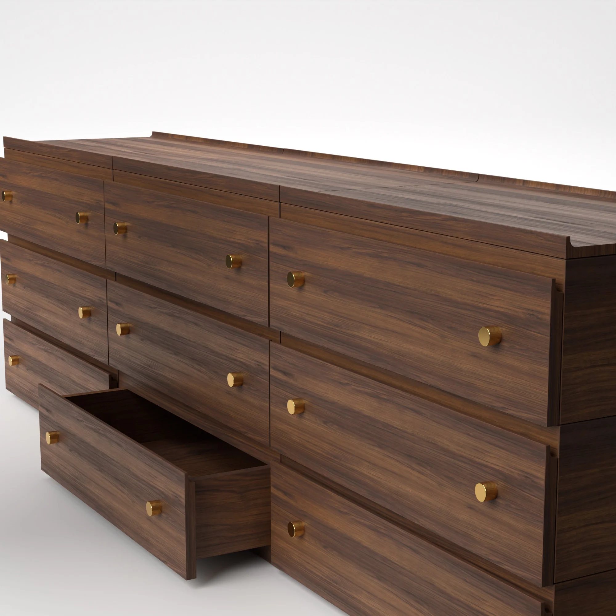 Stava Modular Drawer System | Solid Walnut/Teak/Oak Wood (3x3) | 8 Feet Length - Image 11