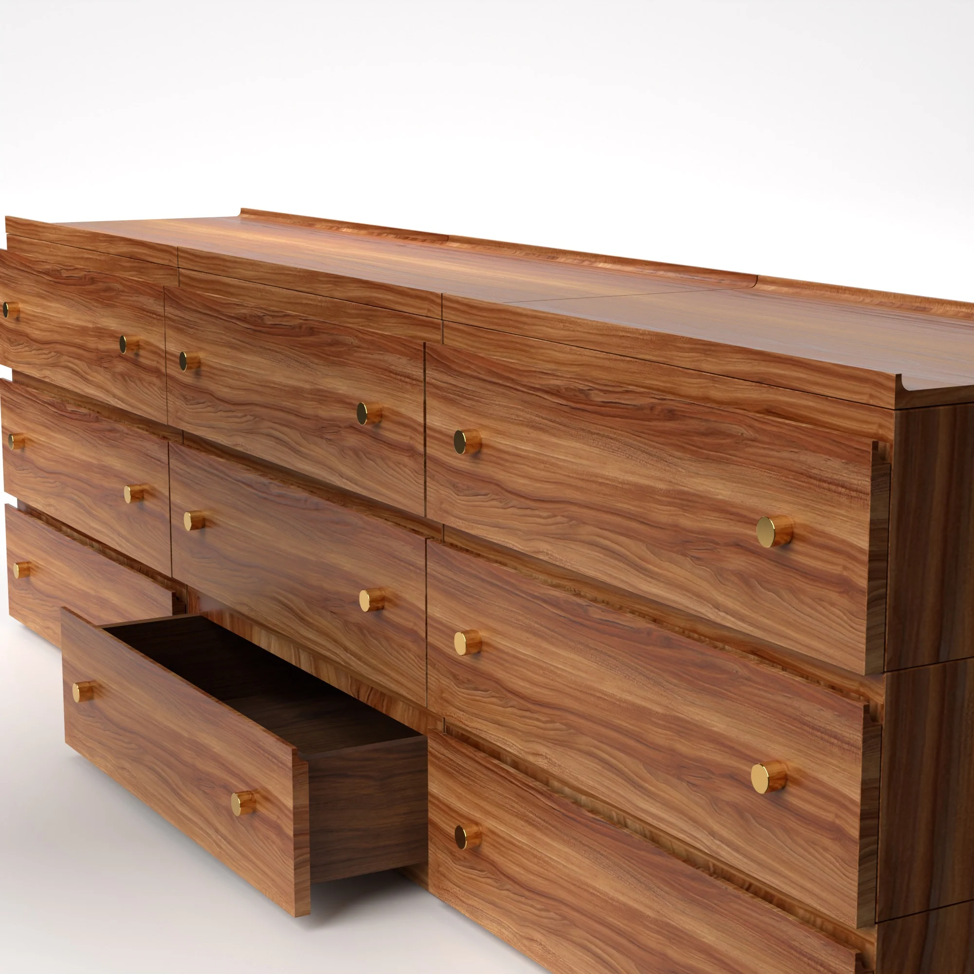 Stava Modular Drawer System | Solid Walnut/Teak/Oak Wood (3x3) | 8 Feet Length - Image 22