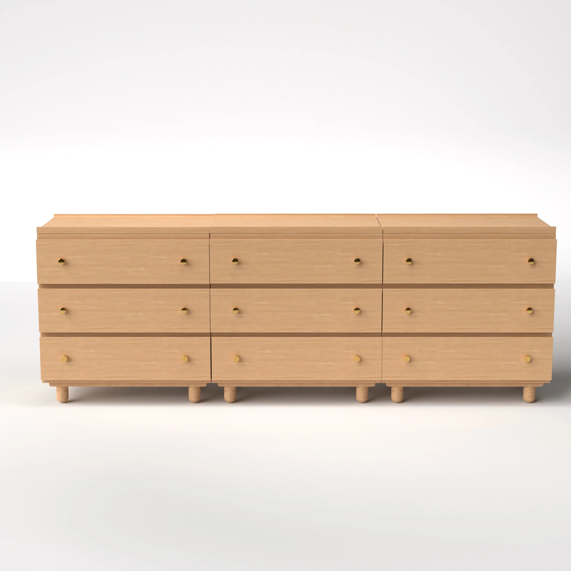 Stava Modular Drawer System | Solid Walnut/Teak/Oak Wood (3x3) | 8 Feet Length - Image 23
