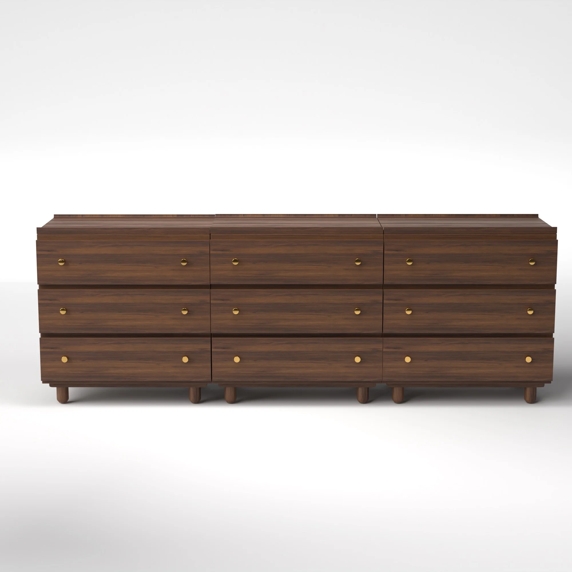 Stava Modular Drawer System | Solid Walnut/Teak/Oak Wood (3x3) | 8 Feet Length - Image 3