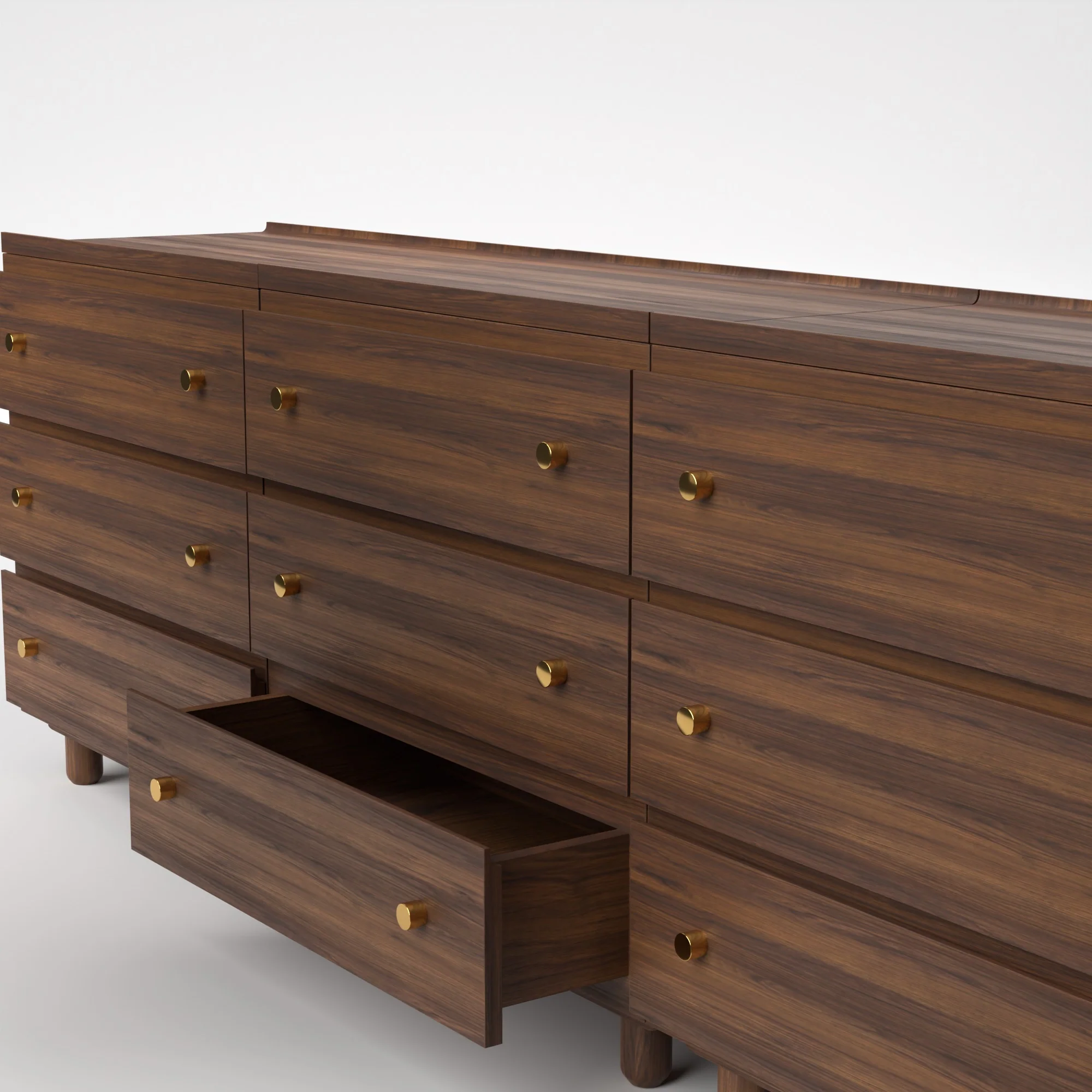 Stava Modular Drawer System | Solid Walnut/Teak/Oak Wood (3x3) | 8 Feet Length - Image 6