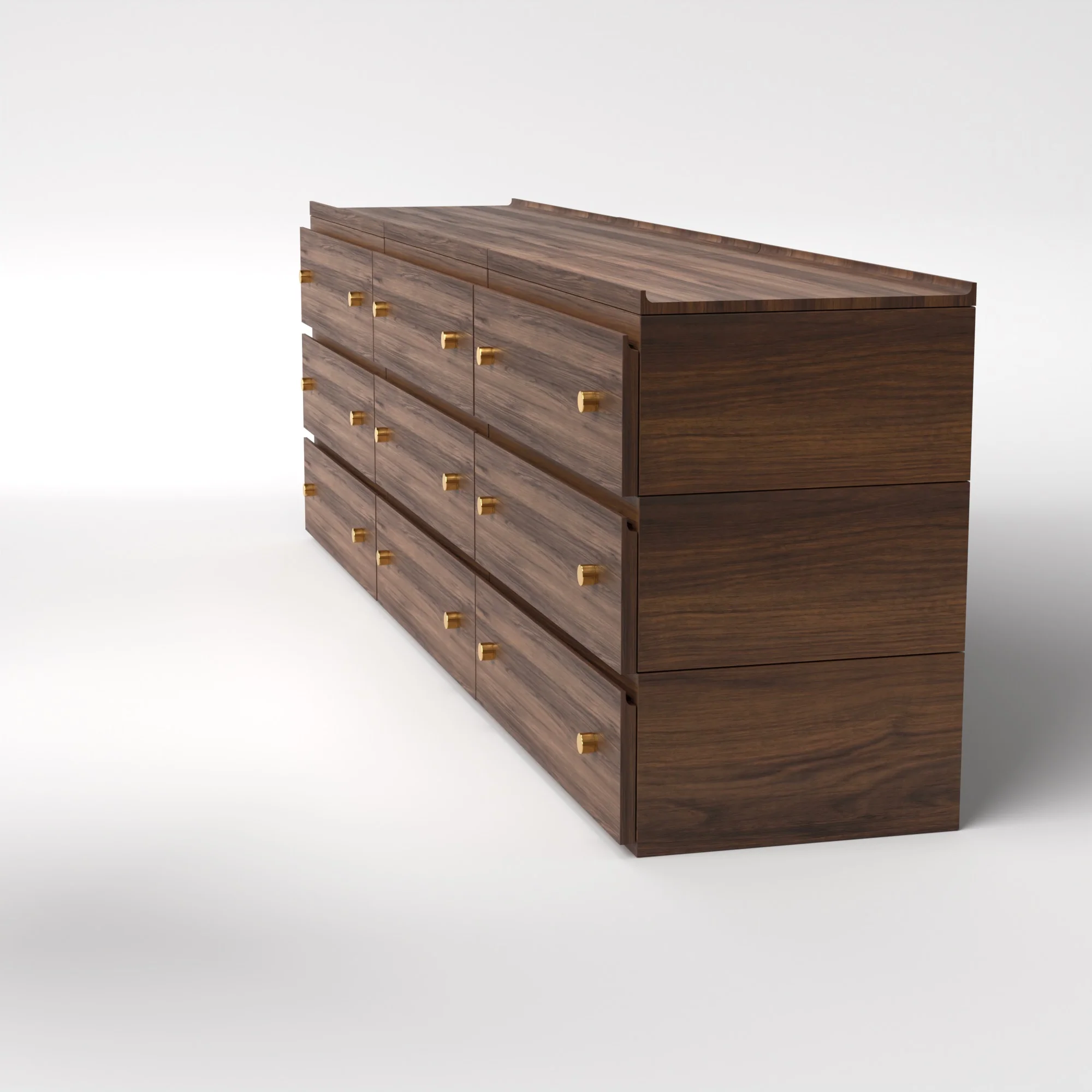 Stava Modular Drawer System | Solid Walnut/Teak/Oak Wood (3x3) | 8 Feet Length - Image 8