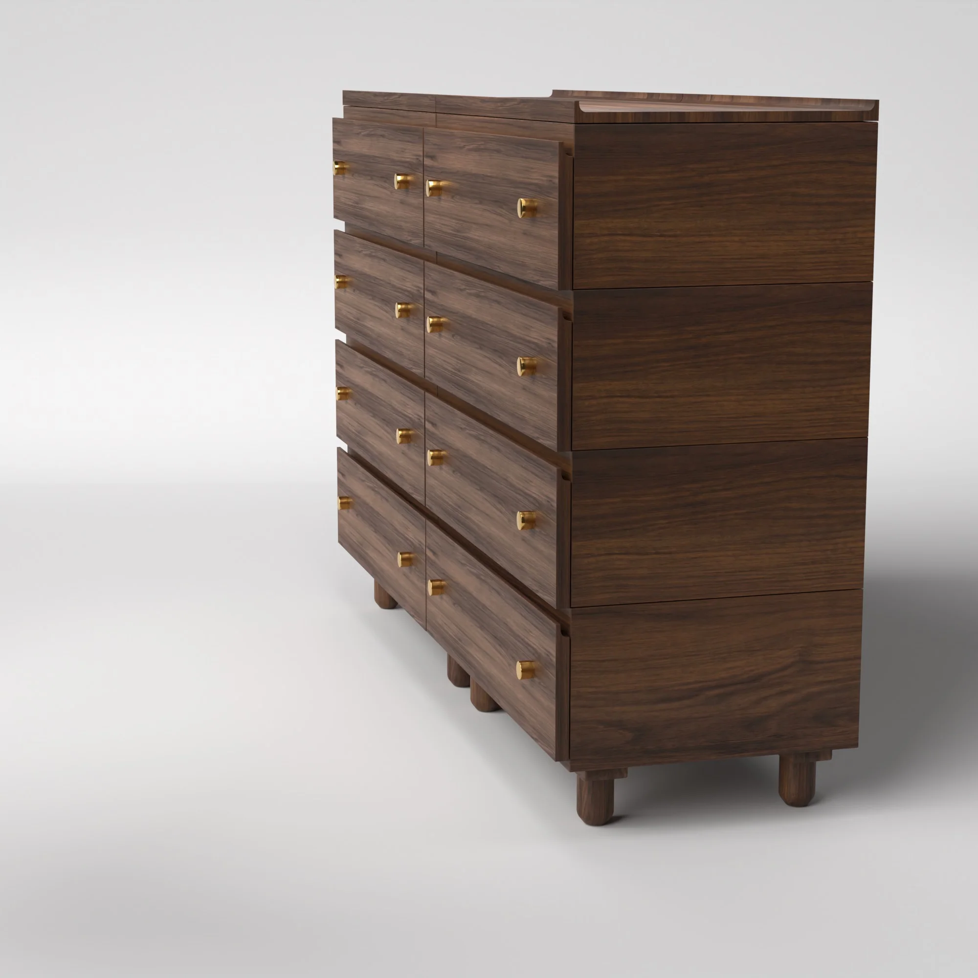 Stava Modular Drawer System | Solid Walnut/Teak/Oak Wood (4x2) | 5.5 Feet Length - Image 3
