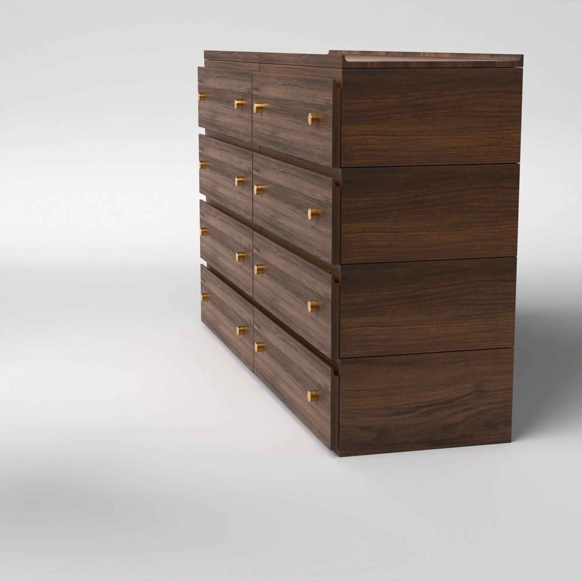 Stava Modular Drawer System | Solid Walnut/Teak/Oak Wood (4x2) | 5.5 Feet Length - Image 7