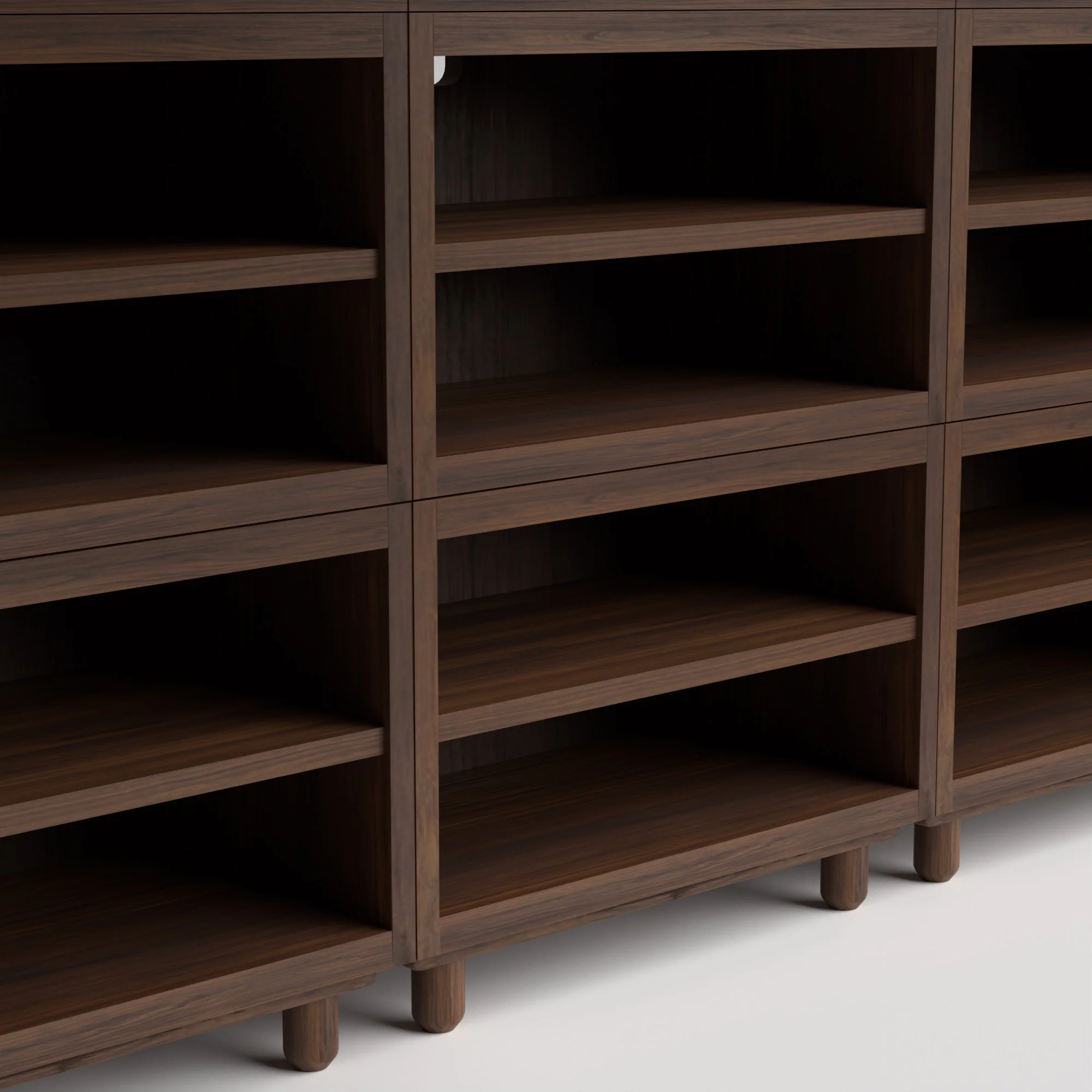 Stava Modular Shelving System | Solid Walnut/Teak/Oak Wood (4x3) | 8 Feet Length - Image 5